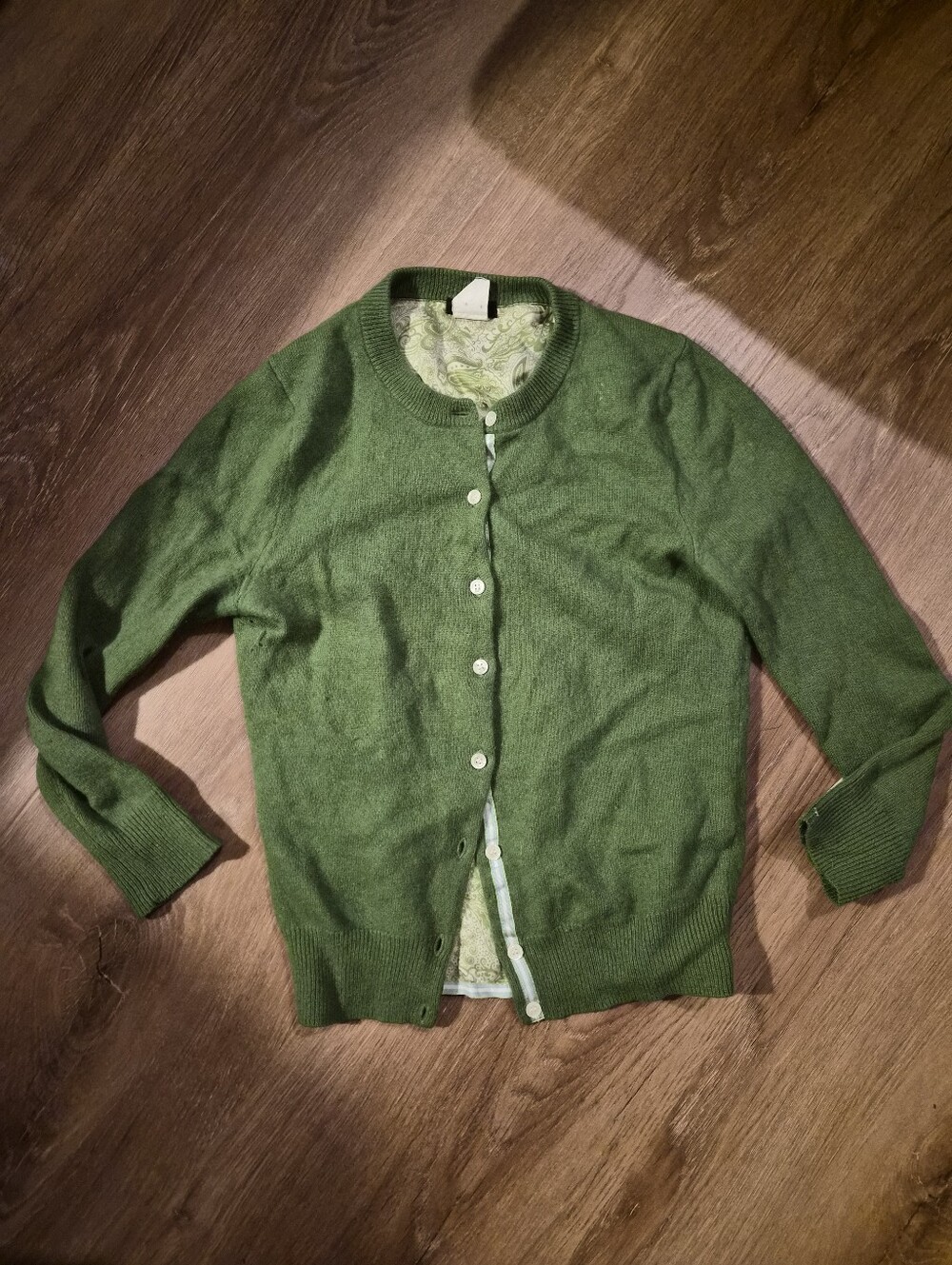 RARE JCrew Rabbit Hair Cashmere Blend Green Button-Front Sweater Cardigan XS
